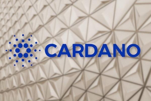 Logo de Cardano con fondo abstracto.