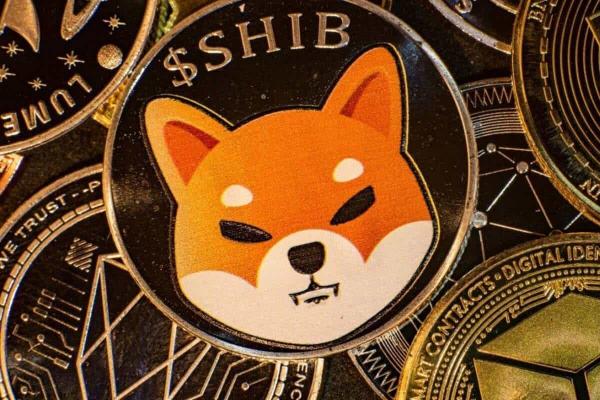 Shiba Inu con otras criptomonedas de fondo.