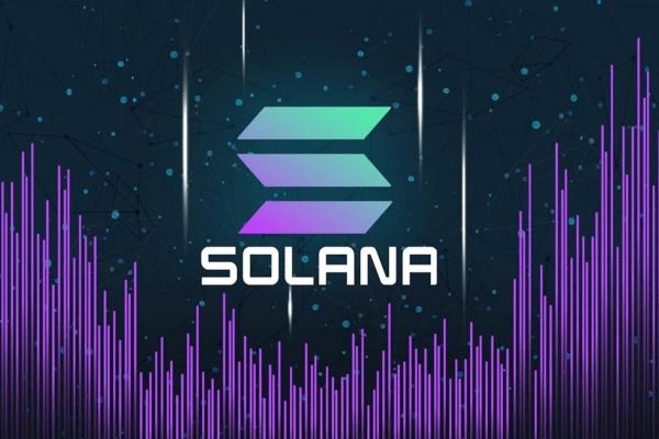 Logotipo de Solana con fondo futurista