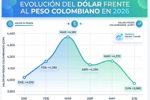 Gráfico de la evolución del precio del dólar frente al peso colombiano en 2026