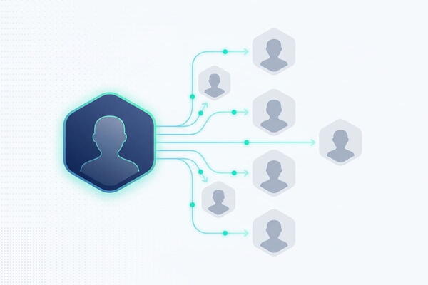 Ilustración conceptual de una red de traders conectados representando el copy trading