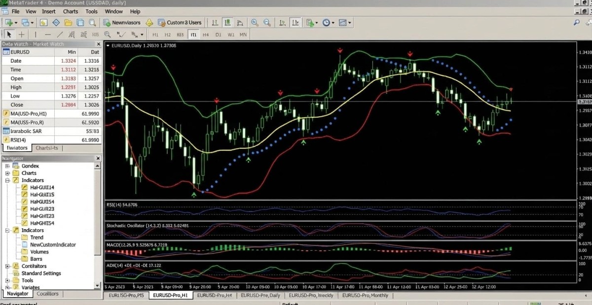 Gráfico con configuración completa de indicadores aplicados