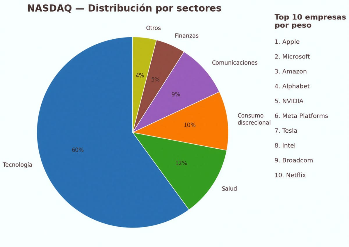 NASDAQ: Distribución sectorial y principales empresas