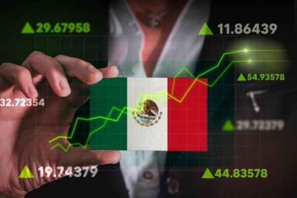 Foto conceptual de la foto mexicana de valores, gráfico de tendencia positiva.