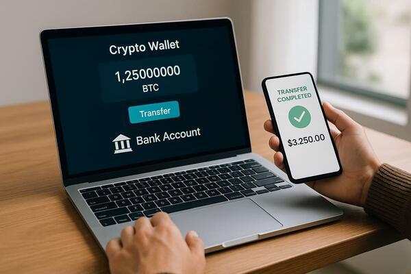 Transferencia de criptomonedas desde una billetera digital a una cuenta bancaria