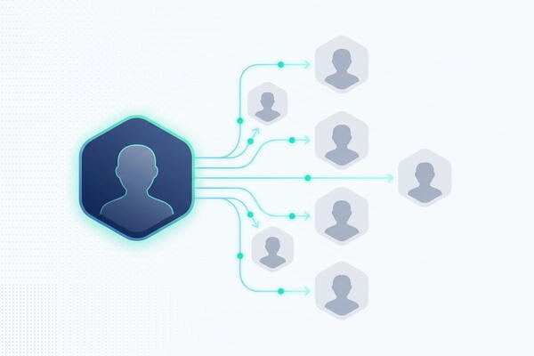 Ilustración conceptual de una red de traders conectados representando el copy trading
