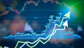 Tabla de gráfico con indicadores trading en una pantalla LED