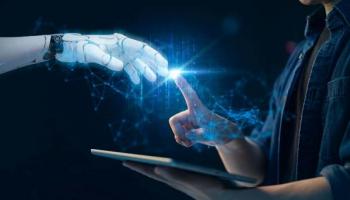 Bot de trading con persona representando el trading automatizado