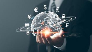 Qué es el mercado forex? Globo terráqueo digital con divisas de diferentes países 