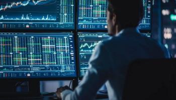 Broker de forex, acciones, criptomonedas o forex haciendo trading y análisis de datos