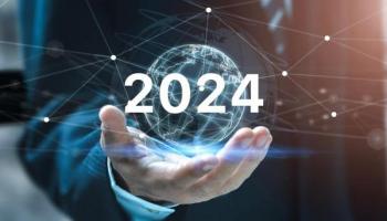 Globo terráqueo con red mundial de predicciones del 2024