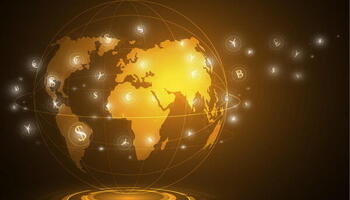 Globo terráqueo con líneas de conexión luminosas como símbolo del mercado de divisas global